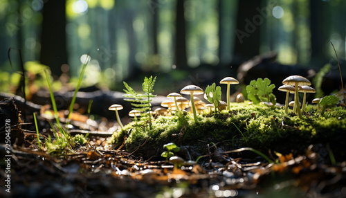 Freshness of autumn  nature beauty in multi colored forest generated by AI