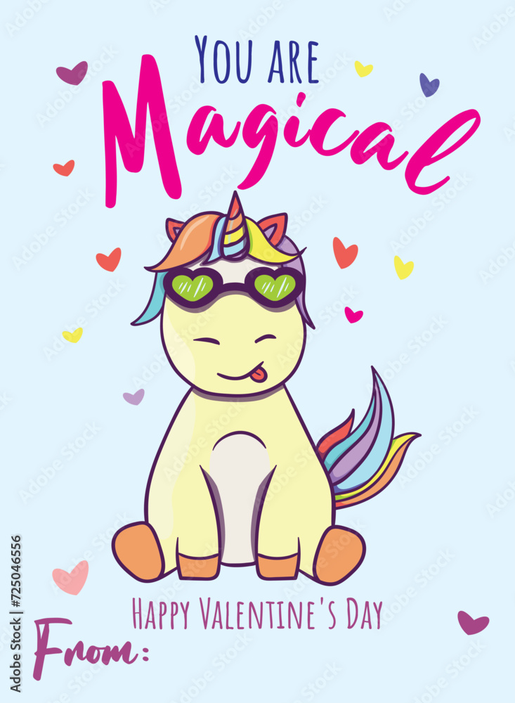 Printable Unicorn Valentine's Day Cards, Cute Classroom Valentine's Day Cards for Kids, Rainbow Magic Kids Valentines, Girls Valentines, Valentine cards for kids classrooms, Gift Tags