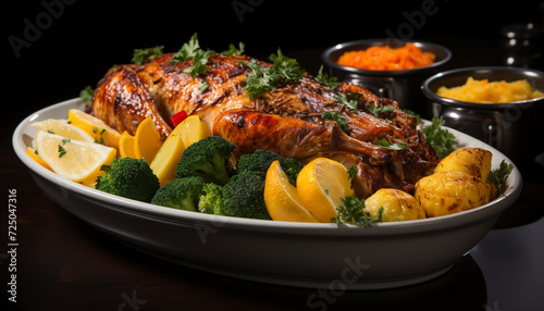 Grilled chicken with vegetables, a healthy gourmet meal generated by AI