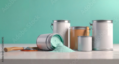 An AI generated image with paint cans in pastel colors