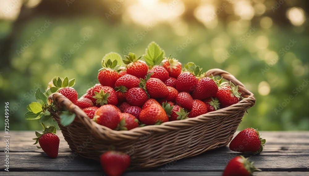 freshly picked strawberrys in a basket, on an old wooden table
freshly picked strawberrys in a basket, on an old wooden table