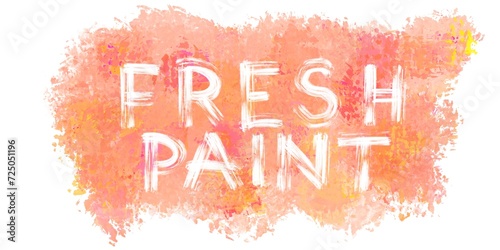 Text fresh paint in red colour isolated on white background