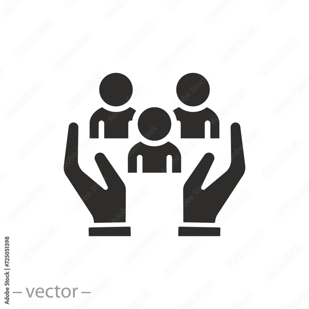people group save icon, help or support employee, gender equality, inclusion social equity, age and culture diversity, community care, flat web symbol - vector illustration people group save icon, help or support employee, gender equality, inclusion social equity, age and culture diversity, community care, flat web symbol - vector illustration