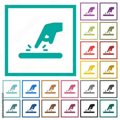 Phone touching flat color icons with quadrant frames photo