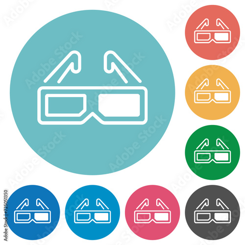 Retro 3d glasses alternate flat round icons