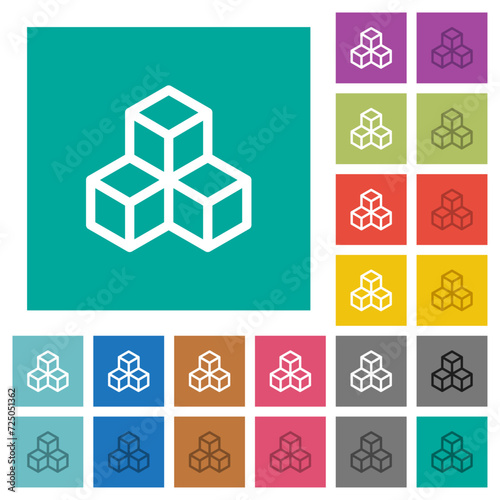 Blockchain outline square flat multi colored icons