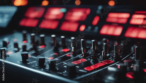 od adjusters and red buttons of a mixing console
