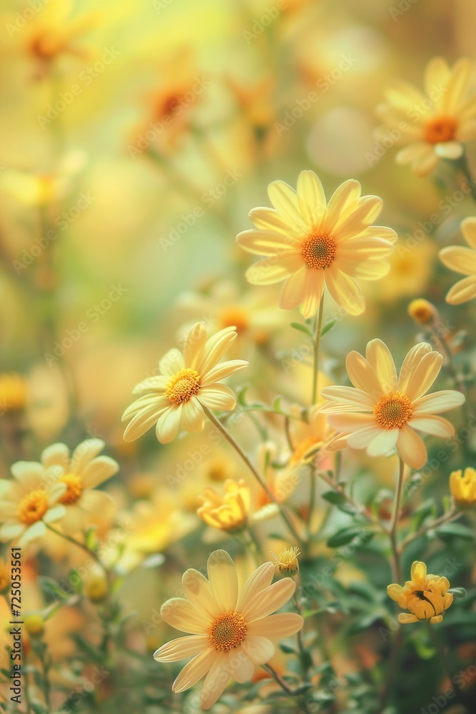 yellow flowers blooming field soft background indoor light overgrown garden environment color radiate connection bright sunshine yellow flowers blooming field soft background indoor light overgrown garden environment color radiate connection bright sunshine