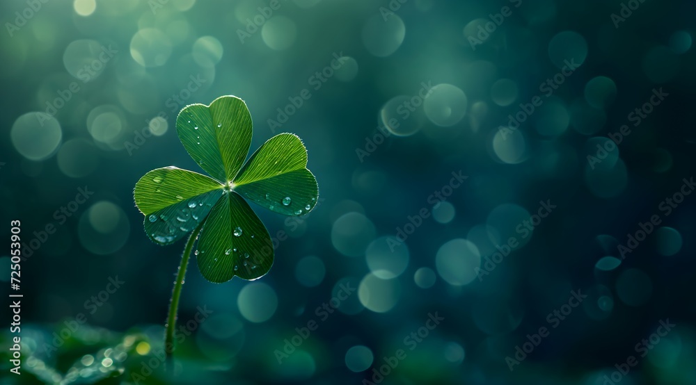 clover deep droplets middle field early medieval background full lucky clovers verdigris serial earth optimism treasures gold banner - obrazy, fototapety, plakaty 