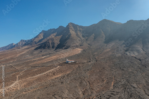 Aerial view on a mansion on the island of fuerteventura