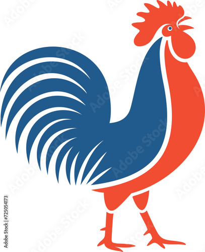 French rooster logo. Isolated rooster on white background