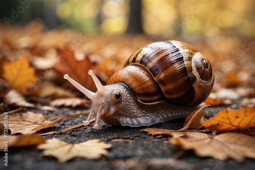 snail on leaf photo