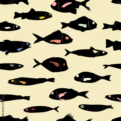 Cute funny fish seamless pattern. Creative childish vector undersea background. Perfect for kids apparel, fabric, textile, nursery decoration, wrapping paper.