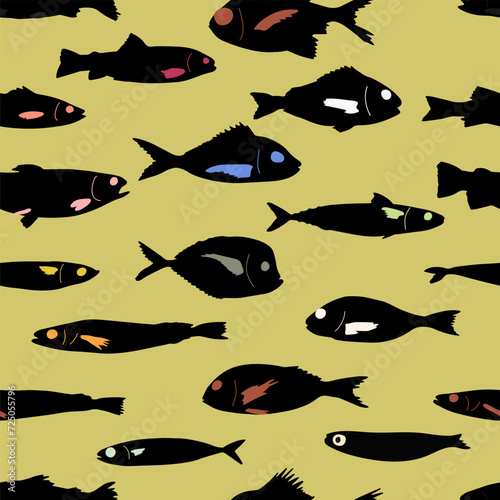 Cute funny fish seamless pattern. Creative childish vector undersea background. Perfect for kids apparel, fabric, textile, nursery decoration, wrapping paper.