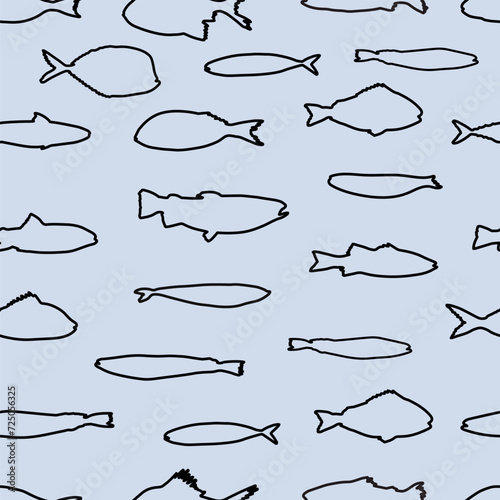 Cute funny fish seamless pattern. Creative childish vector undersea background. Perfect for kids apparel, fabric, textile, nursery decoration, wrapping paper.