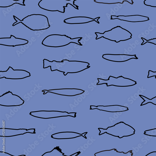 Cute funny fish seamless pattern. Creative childish vector undersea background. Perfect for kids apparel, fabric, textile, nursery decoration, wrapping paper.