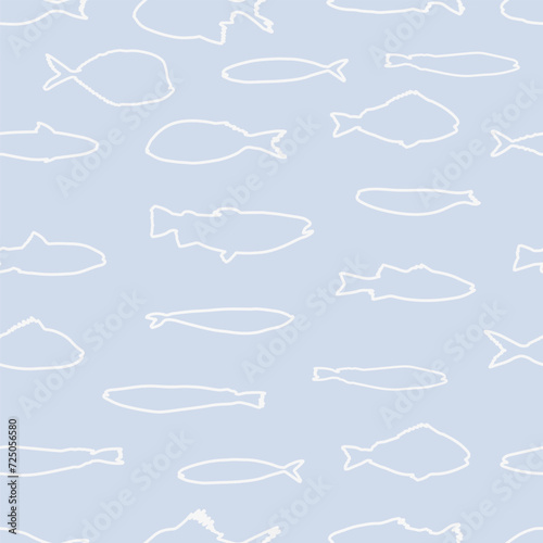 Cute funny fish seamless pattern. Creative childish vector undersea background. Perfect for kids apparel, fabric, textile, nursery decoration, wrapping paper.