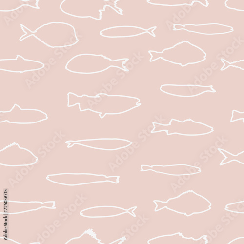 Cute funny fish seamless pattern. Creative childish vector undersea background. Perfect for kids apparel, fabric, textile, nursery decoration, wrapping paper.