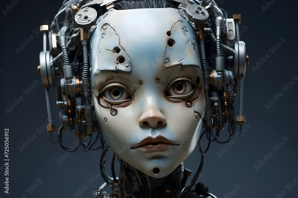 robot child portrait isolated