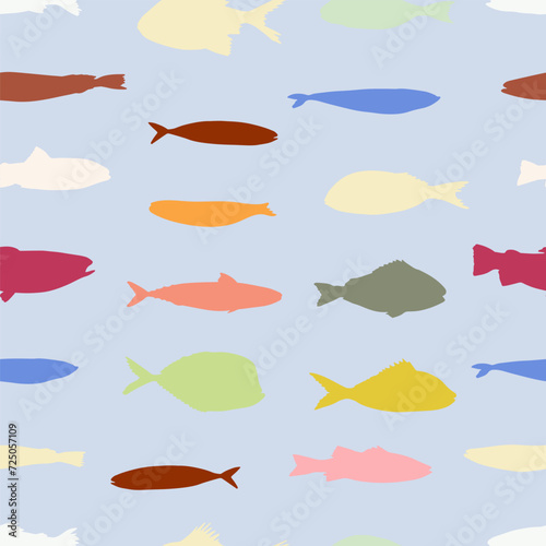 Cute funny fish seamless pattern. Creative childish vector undersea background. Perfect for kids apparel, fabric, textile, nursery decoration, wrapping paper.