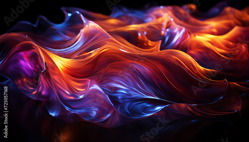 Glowing flame curves in smooth futuristic pattern generated by AI