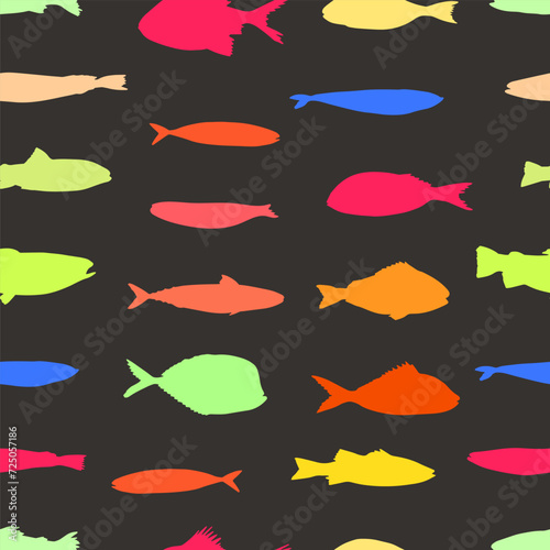 Cute funny fish seamless pattern. Creative childish vector undersea background. Perfect for kids apparel, fabric, textile, nursery decoration, wrapping paper.