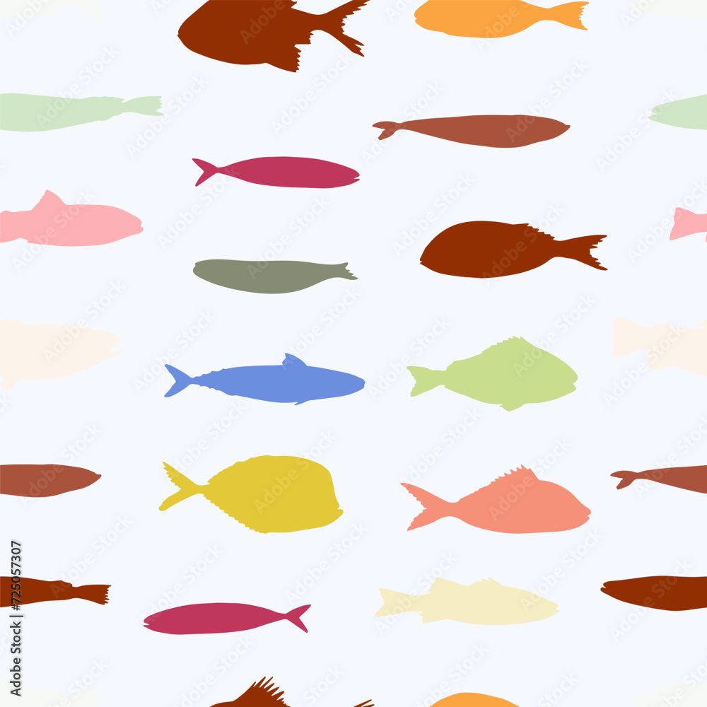Cute funny fish seamless pattern. Creative childish vector undersea background. Perfect for kids apparel, fabric, textile, nursery decoration, wrapping paper. Cute funny fish seamless pattern. Creative childish vector undersea background. Perfect for kids apparel, fabric, textile, nursery decoration, wrapping paper.