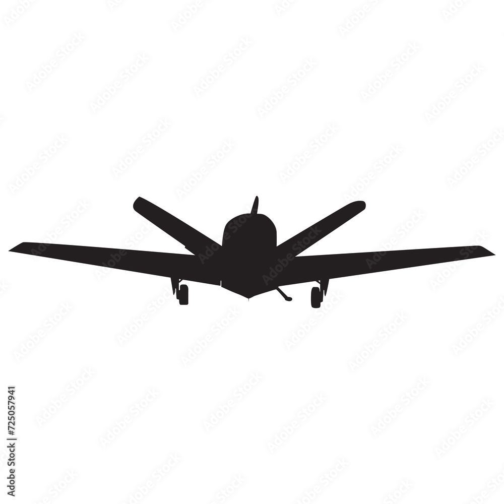 A silhouette of a small plane from the rear A silhouette of a small plane from the rear