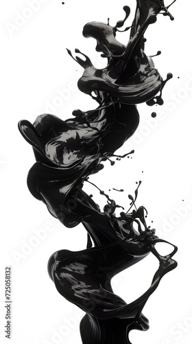 Dynamic Black Liquid Splash on Black Background