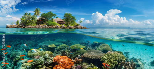 Crystal Clear Waters - Split View of Pristine Island Getaway © M.Gierczyk