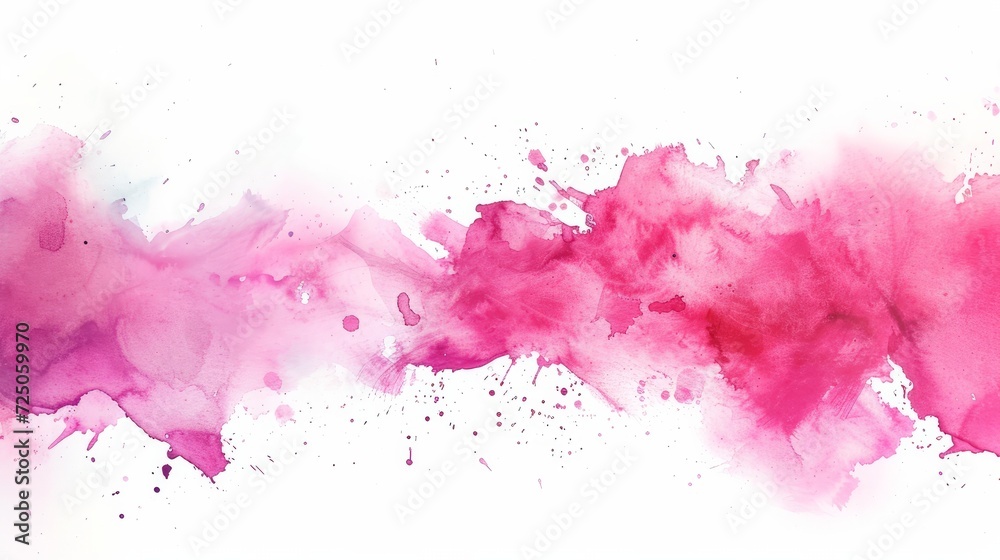 Abstract pink watercolor on white background.The color splashing in the paper.It is a hand drawn