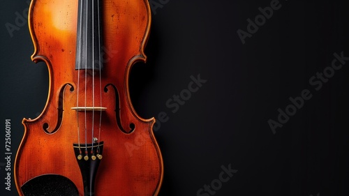Side view of a classic violin against a dark, moody backdrop