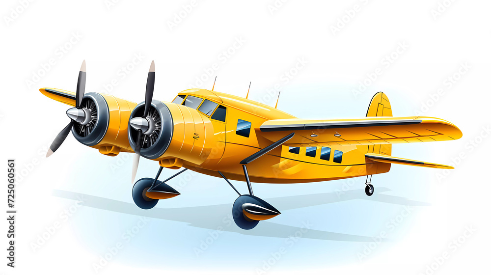 An airplane is flying in the air on a white background An airplane is flying in the air on a white background