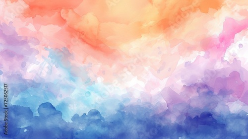 Hand painted watercolor sky and clouds, abstract watercolor background, vector illustration photo