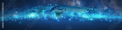 Global communications themed Banner background, of planet earth linked by high-tech forms of communication, making planet better for trade links. 
