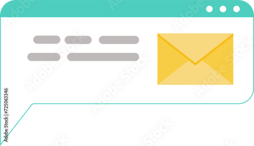 Cartoon email notification on a browser tab, unread message icon. Inbox, new email, and communication concept vector illustration.