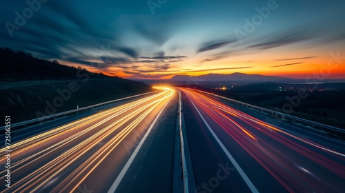 Panorama evening circuit motion blur road