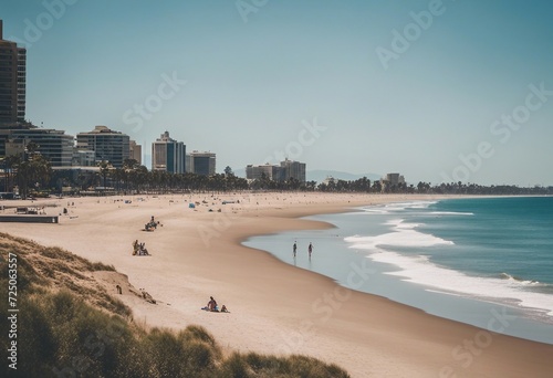 Distant view of city beach on hot sunny summer day © FrameFinesse