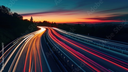 Panorama evening circuit motion blur road photo
