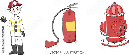 Firefighter Illustration Vector Pack Clip Art 