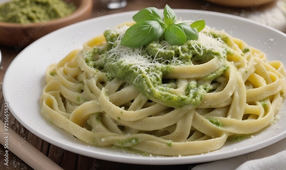Cooked pasta with herbs, sauce and other ingredients Cooked pasta with herbs, sauce and other ingredients