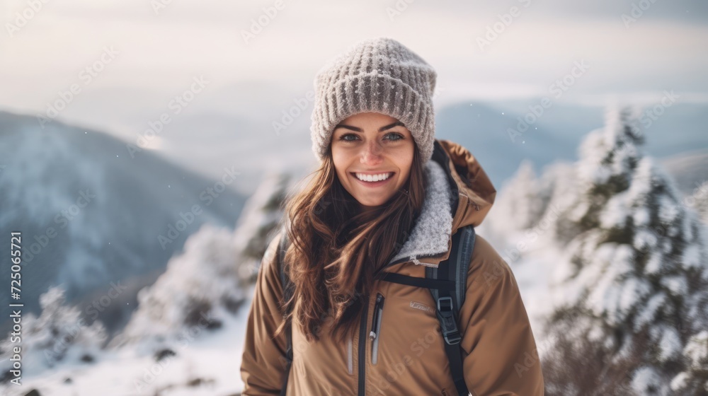 Winter Hiking Joy in the Snowy Mountains Winter Hiking Joy in the Snowy Mountains
