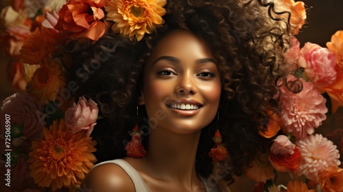 Floral Euphoria with a Radiant Curly Smile