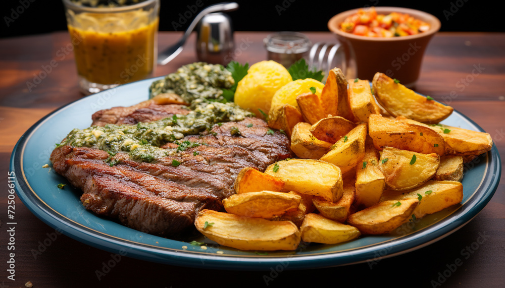 Grilled steak, beef fillet, cooked to perfection, ready to eat generated by AI Grilled steak, beef fillet, cooked to perfection, ready to eat generated by AI