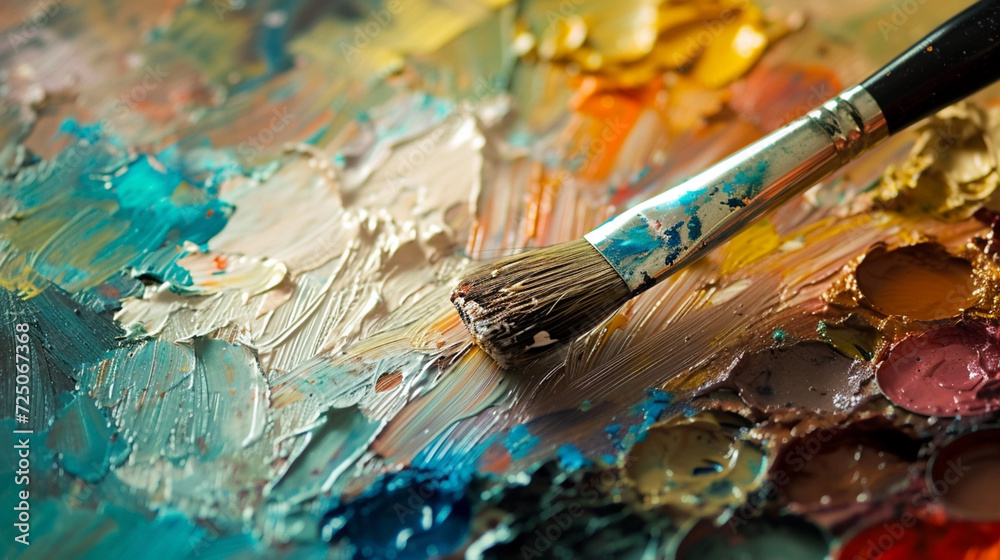 Palette and brush, color palette Palette and brush, color palette