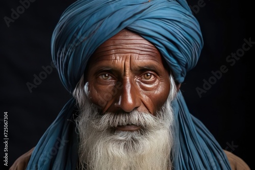 portrait mature sikh man looking at camera