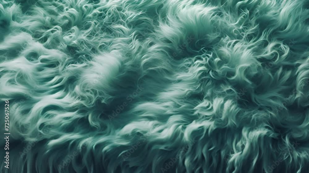 Blue fur texture top view. Turquoise fluffy fabric coat background. Winter fashion aqua marine color effect. trend.Abstract textile surface 4k mp4. moving Blue fur texture top view. Turquoise fluffy fabric coat background. Winter fashion aqua marine color effect. trend.Abstract textile surface 4k mp4. moving