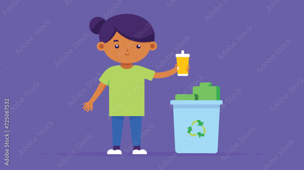 Young Girl Recycling a Juice Box Illustration