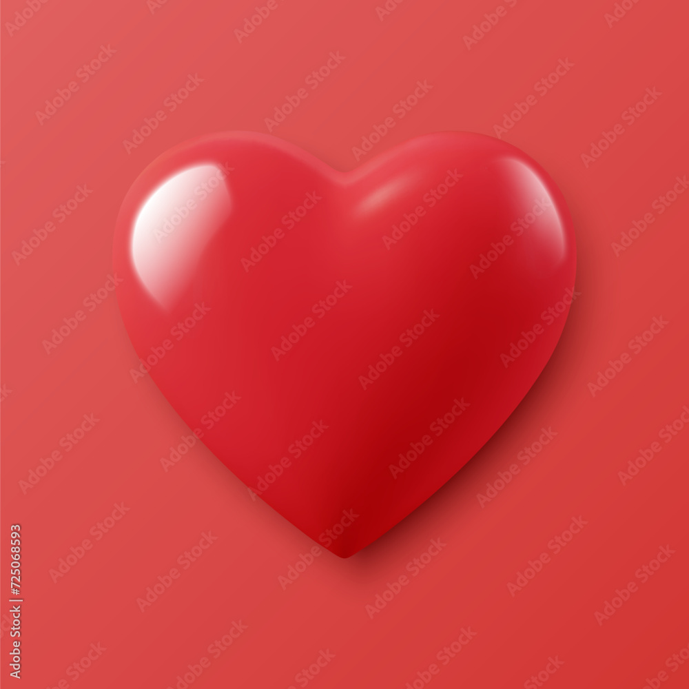 Vector 3d Realistic Heart Shape Closeup Isolated. Romantic Red Glossy Heart Shape Set for Valentine's Day. Template for Designs and Decorations