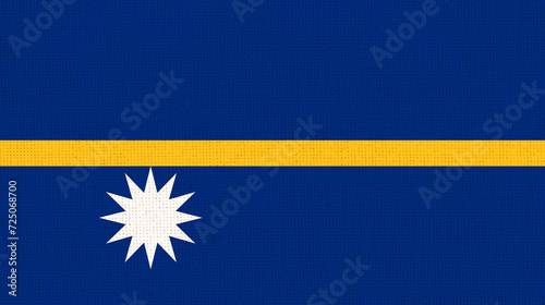 Flag of Nauru. Nauru flag on fabric surface. Fabric Texture. National symbol